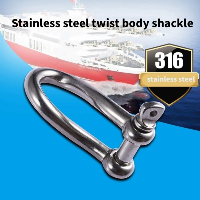 4/5/6/8/10/12mm Twisted Shackle Screw Pin Screw Pin Shackle Heavy Duty Shackle Stainless Steel Twist Shackle for Sailing 