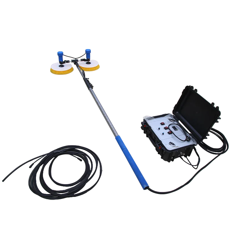 3.5M Double Head Nylon Rotary Brush Carbon Fiber Rod Solar Panel Cleaner