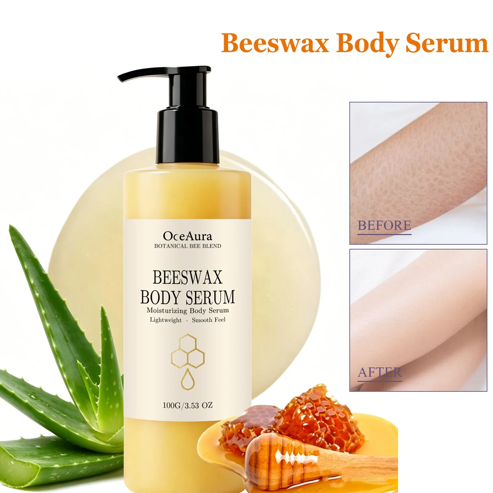 Beeswax Body Serum Botanical Bee Blend Body Serum Moisturizer Soothing Lightweight Non-Greasy Full Body Use Skin Care Essence