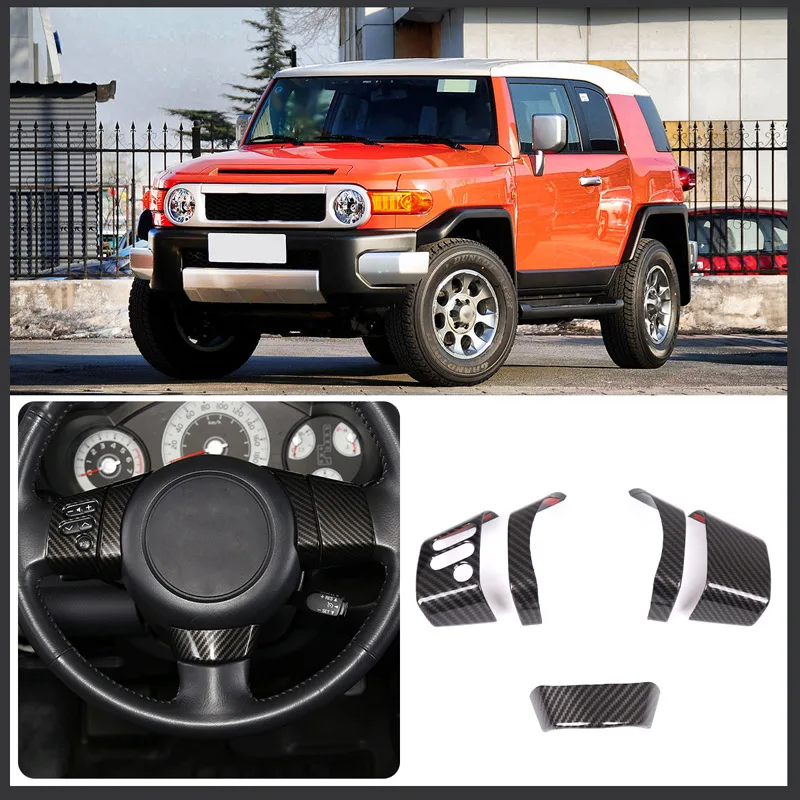 

Для 2007-2021 Toyota FJ Cruiser ABS кнопки рулевого колеса из углеродного волокна декоративная крышка наклейка аксессуары для украшения интерьера