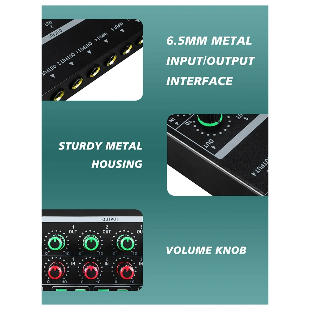 

B29C-GAX-LQ04 4-канальный микшер, 4-канальный усилитель для наушников, звуковая карта, интерфейс для записи с DJ-микшером, аудиоинтерфейс, EU-разъем