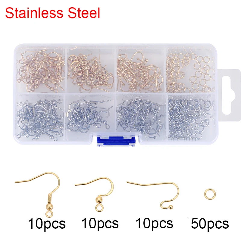 

Stainless Steel Jewelry Making Kit Set Box Earring Hooks Clasps Jump Rings Diy Earring Supplies Jewelry Findings Accessories