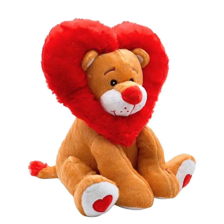 Schuur Leeuwenhart Geanimeerde Valentijnsdag Rode Leeuw Gevulde Hartvormige Dierenknuffel, Dansen en Lichten om mee te komen en je liefde krijgt