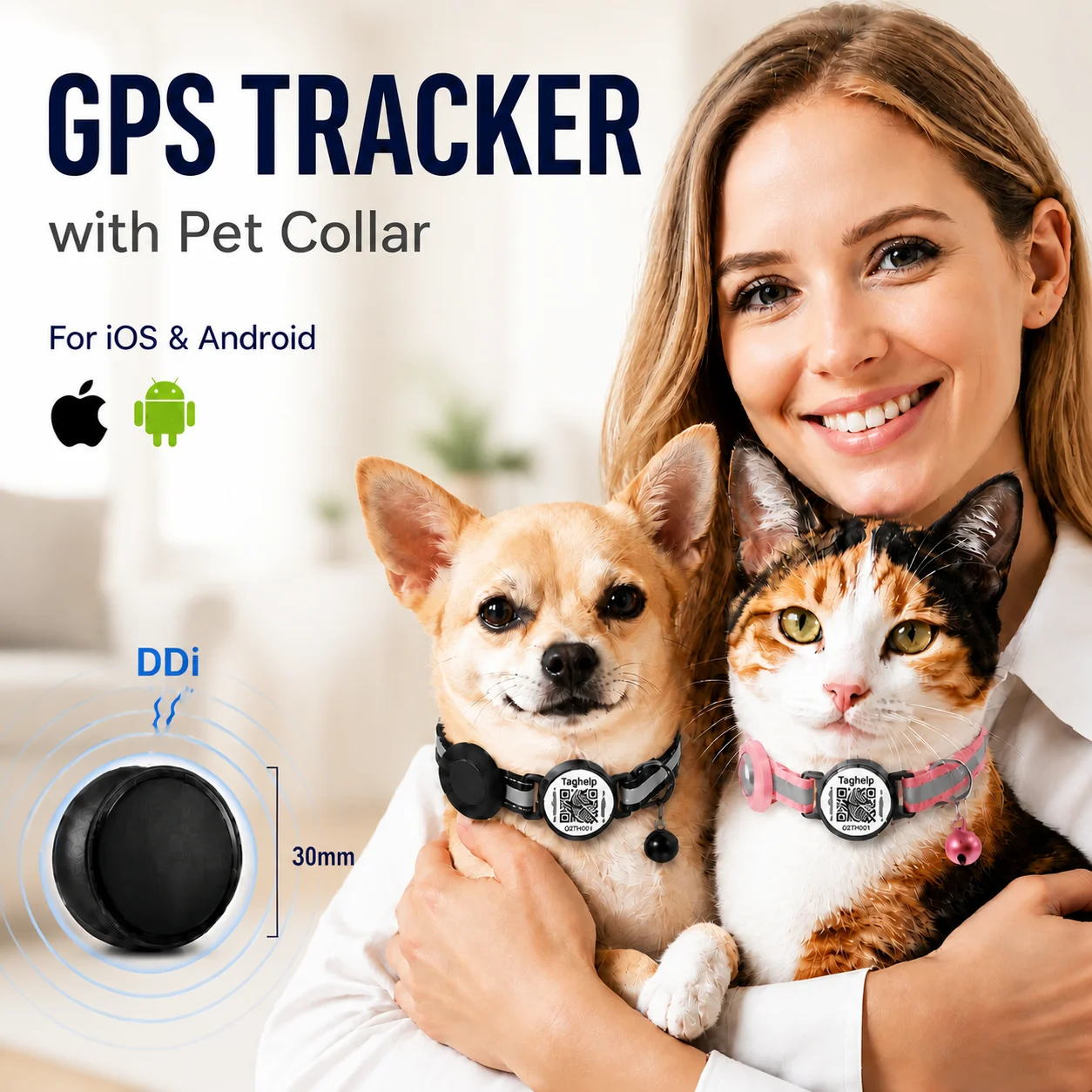 Smart Mini GPS Tracker  Finder Dog Cat Pet Locator Bluetooth Tracker Device Anti-lost Reminder for IOS/ Android