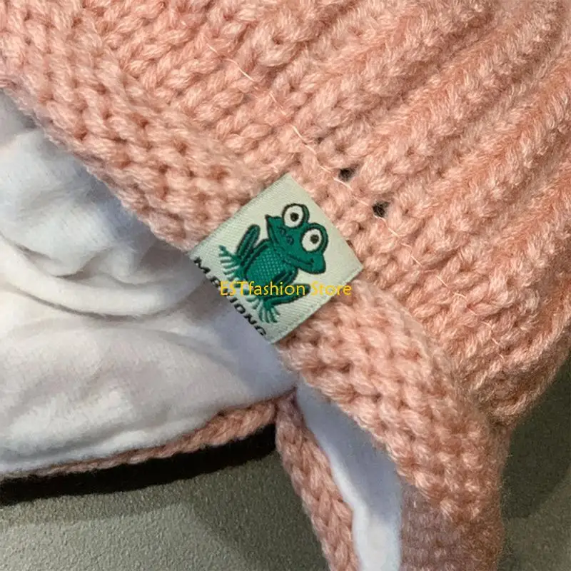 

Y5GC Lovely for Frog Knitted Hat for w/for Frog Paws Ear Protect Beanie Hat Windproof