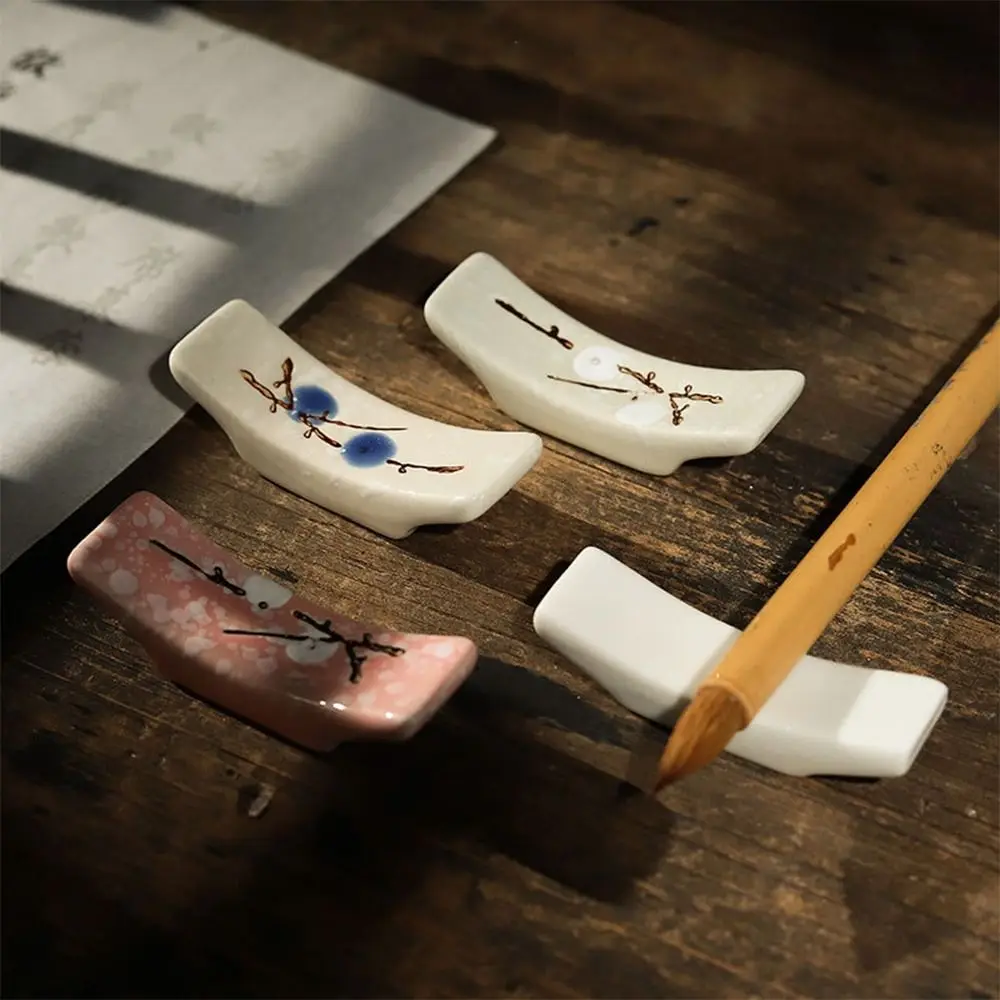 Chopstick Holder Ceramic Pen Rest Desktop Ornaments Kitchen Tableware Calligraphy Pen Holder Penmanship Spoon Fork Rest Stand