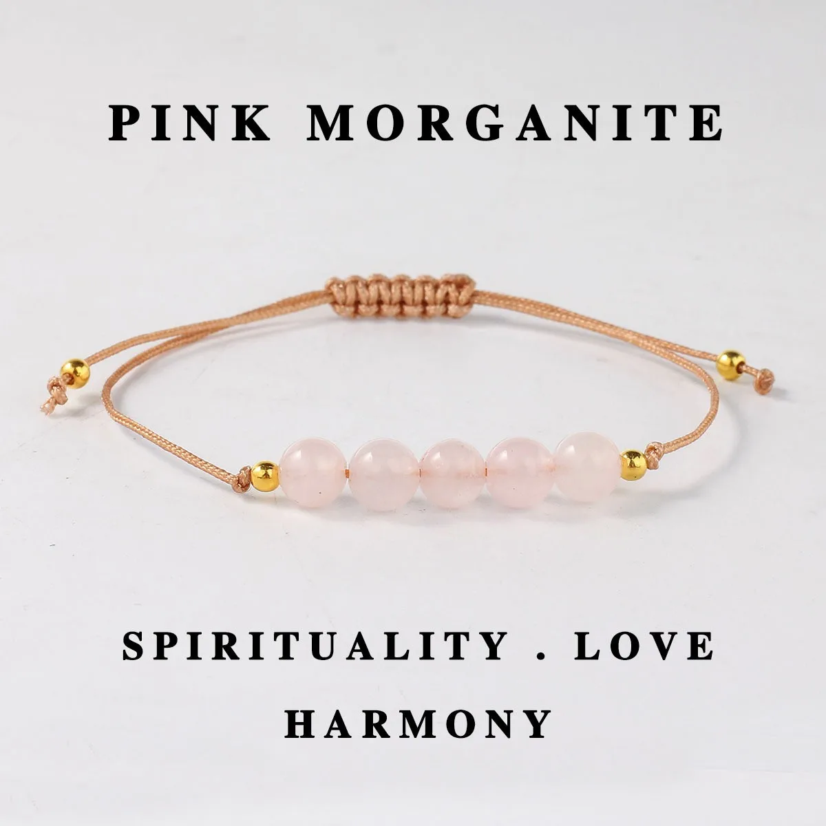 Pink Quartz Bracelets for Women Love Lucky Beads Bangles Adjustable Natural Stone Jewelry Gift for Mom Sister