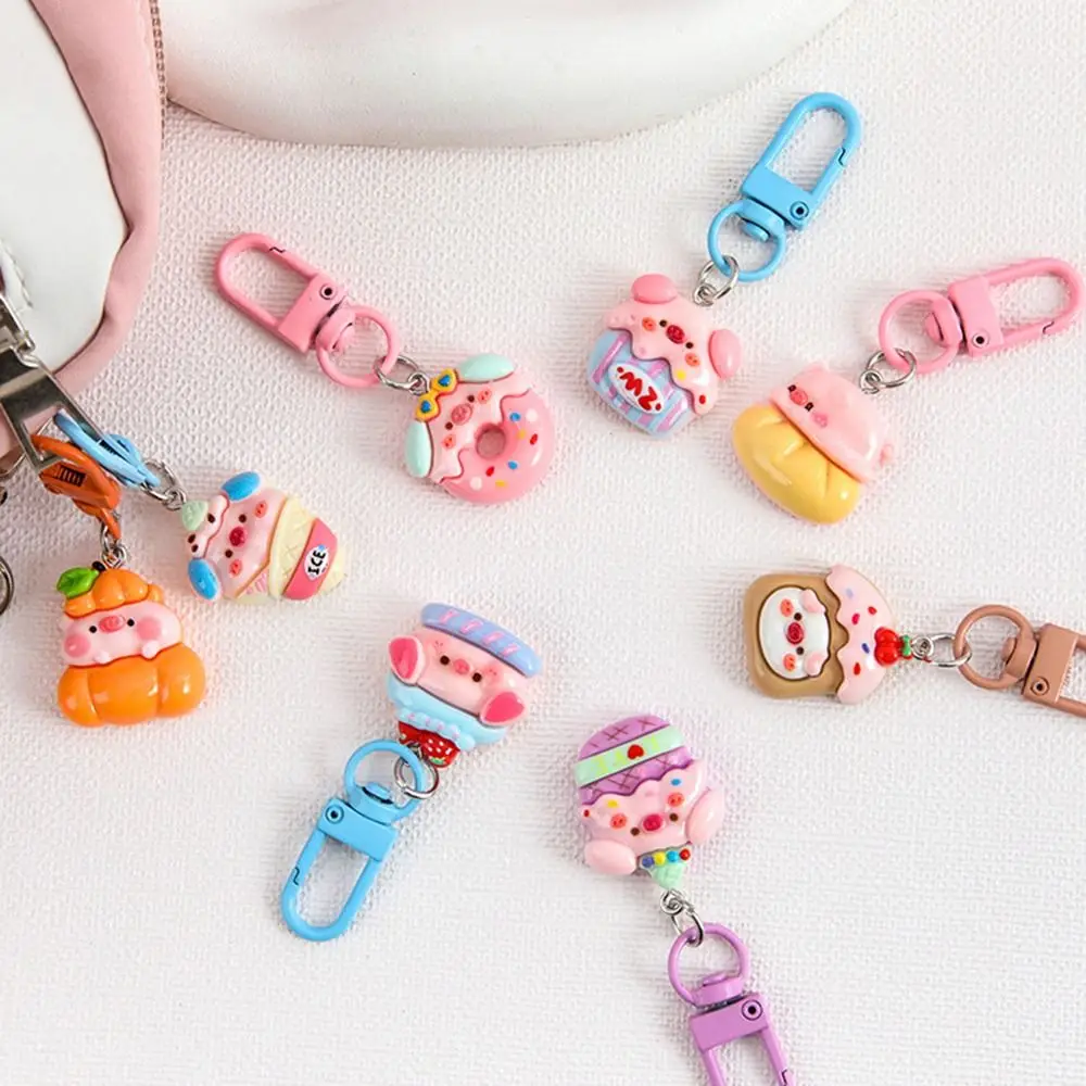 Creative Piggy Doll Keychain Resin Highly Attractive Cartoon Doll Pendant Multipurpose Cute Patterns Pig Car Key Hanger Student