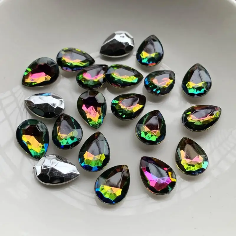 Beautiful rainbow colorful pointed bottom water drop / horse eye / rectangular Rhinestone Jewelry Making decorative accessories