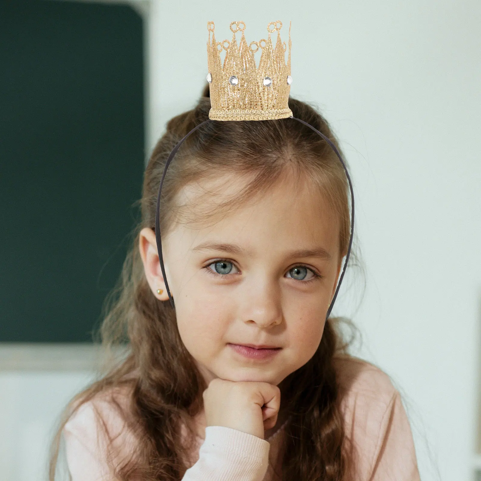 

2 Pcs Headb Retro Fabric Toy Princess Headb Gifts for Kids Birthday Party Costume Decor Shiny Glitter Crown Crowns