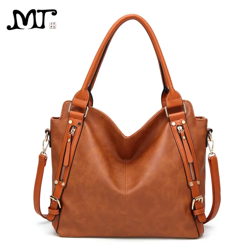 

MJ Women Shoulder Bag PU Leather Large Women Bags Casual Tote Bag Female Leather Solid Color Crossbody Messenger Bags