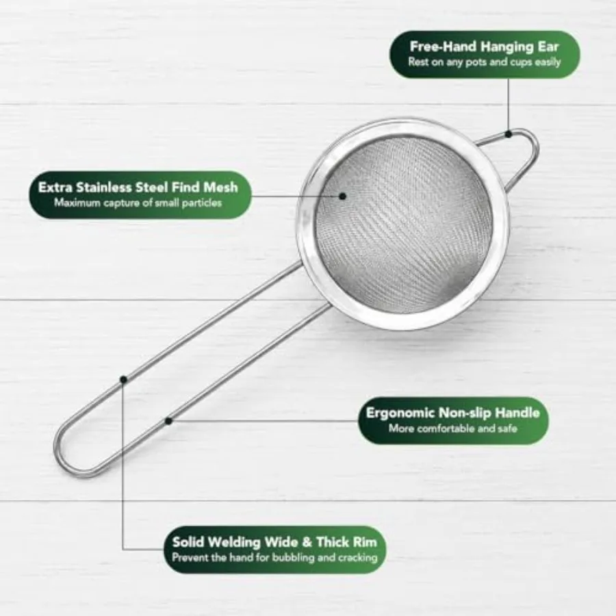 Matcha Tea Sifter Stainless Steel with Handle Fine Mesh Sieve for Matcha Powder, Eliminates Clumps for Smooth Matcha Tea and La