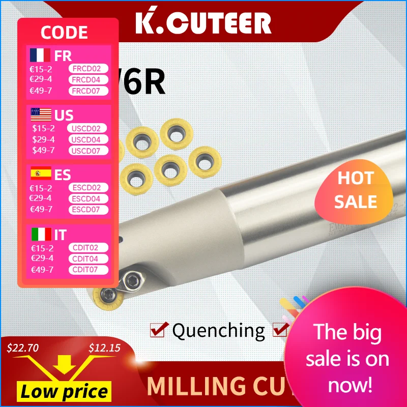 

EMRW6R Full range of round nose milling cutter C25-C32 super shock-resistant tool holder boring bar holder for RPMT cutting tool