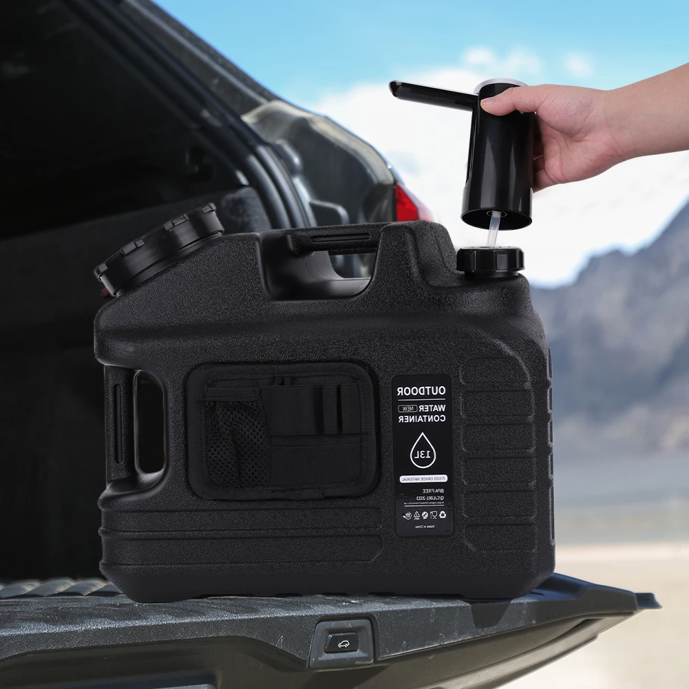 

13L Emergency Water Bucket With Water Pump Portable Water Container With Spigot Detachable Drive Water Tank For Hiking Camping