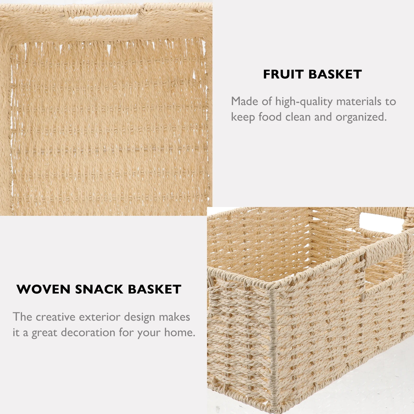 

Woven Snack Storage Basket Large Kitchen Sundry Baskets Bread Fruit Basket Coffee Color Premium Material Home Decor Storing