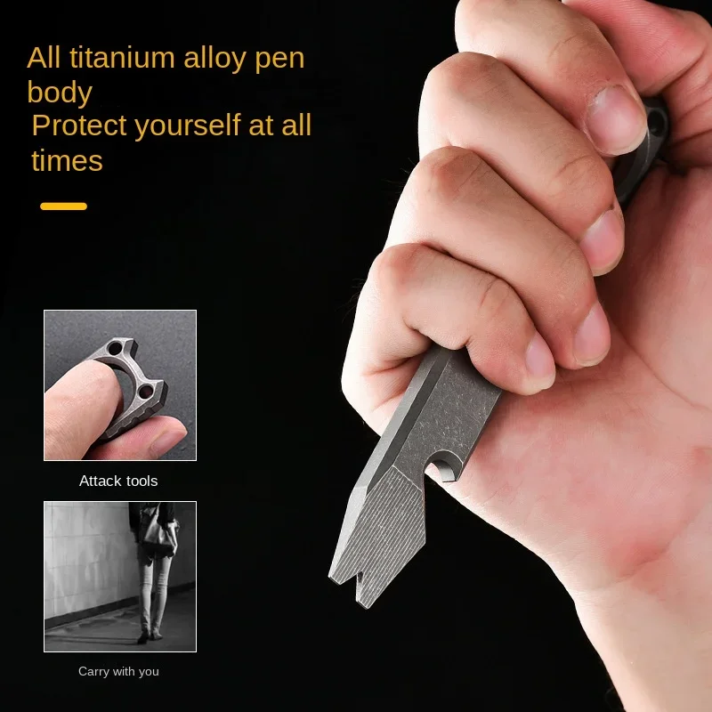 Titanium alloy outdoor multi-functional crowbar, self-defense tool, bottle opener, wrench, EDC gadget