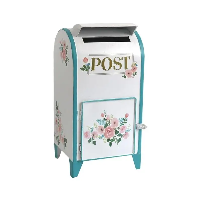 Mailbox Collection Box, Metal Freestanding Mail Slot Box with Front Access Door for Wedding Gift Table, Mail Display, D2RD