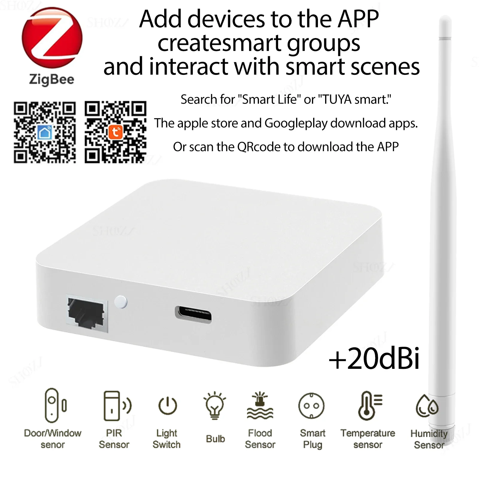 Tuya ZigBee 3.0 Gateway Bridge Lan Enhanced Smart Hub для приложения Голосовое дистанционное управление работает с Alexa Google Home