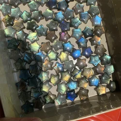 Uglyless Natural 20MM Stars Labradorite Pendants Necklaces Women Lovely Full Light Star Labrador Stones Orange Blue Purple Beads