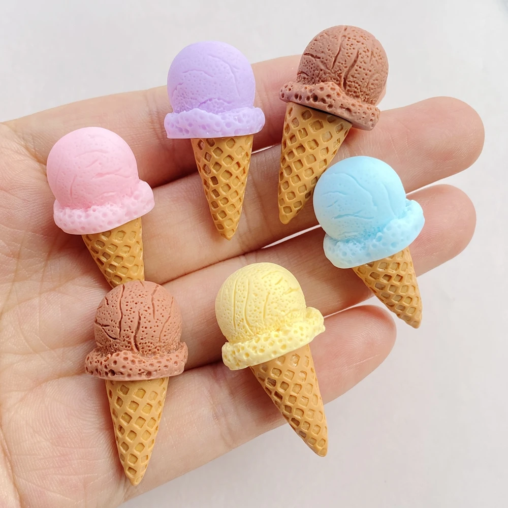 5Pcs Cute Colorful 3D Ice Cream Series Flat Back Resin Cabochons Scrapbooking DIY Jewelry Craft Decoration Accessorie