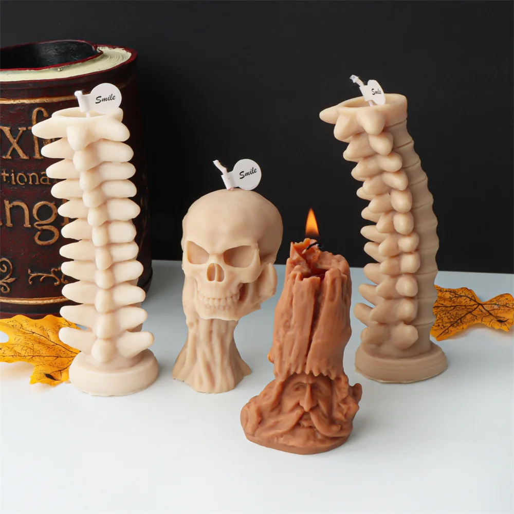 Stampo in Silicone per colonna vertebrale di Halloween per sapone fatto a mano in gesso per candele resina epossidica decorazione per cioccolato