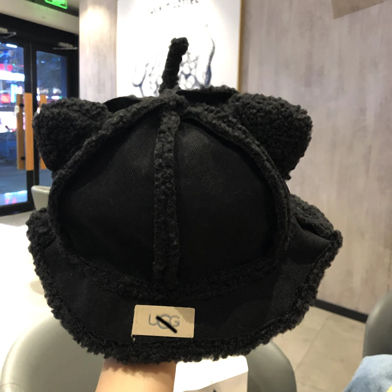 YOU Ggs Hat For Kids Girl Boys Fashion 0-3 Years Children\'s Hat Cat Ears With Tail Thick Fluffy Outdoor Cute Warm Spring Autumn