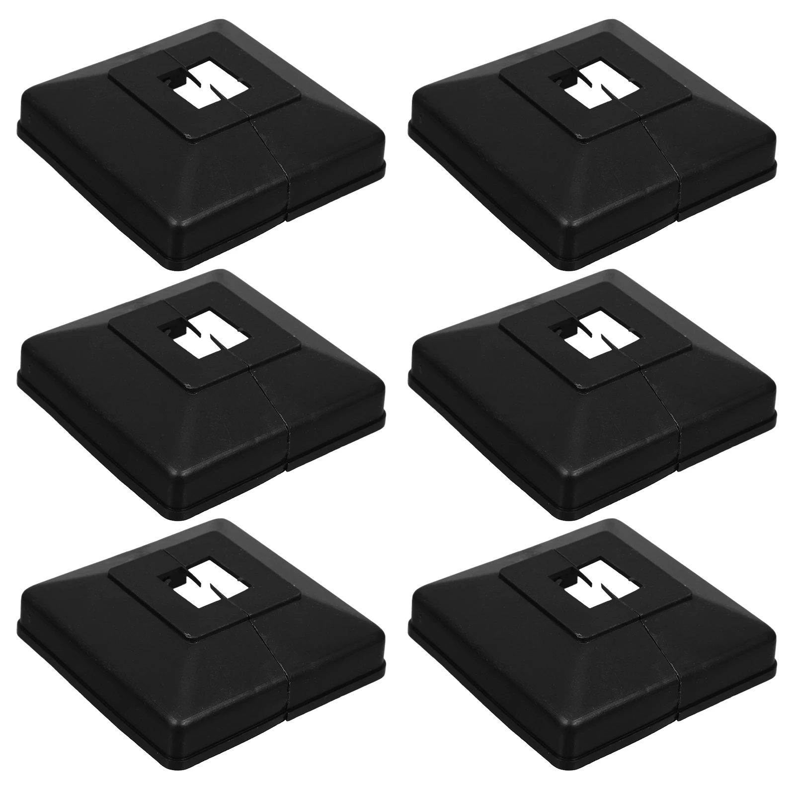 6pcs Black Plastic Split Post Base Cover Skirt For Deck Handrail Fence Small Post Caps Cover Plate Weatherproof Durable Easy