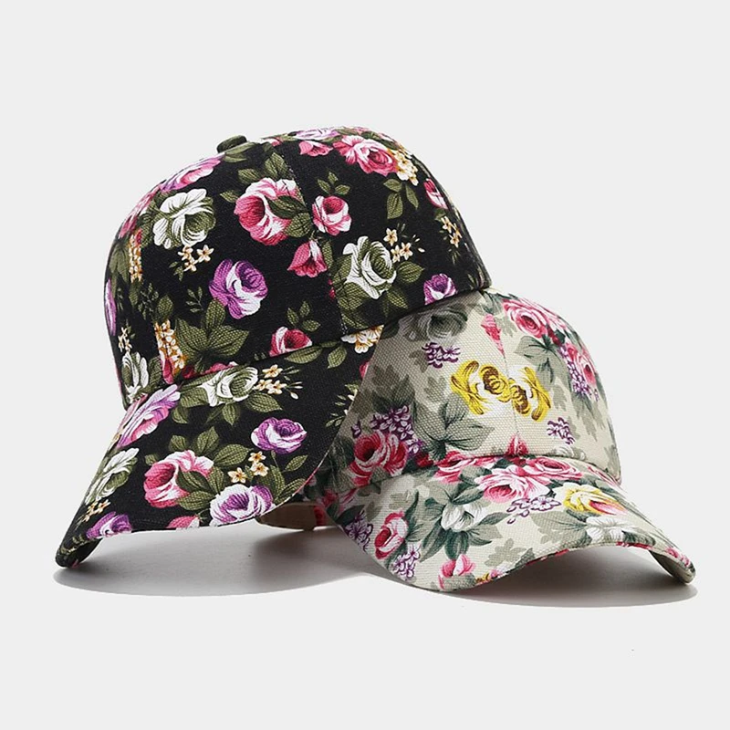 Women's Sunscreen Baseball Rose Floral Print Cap Summre Casual Sport Caps Casual Fashion Dome Hats Golf Hat Beach Hat Drop Ship