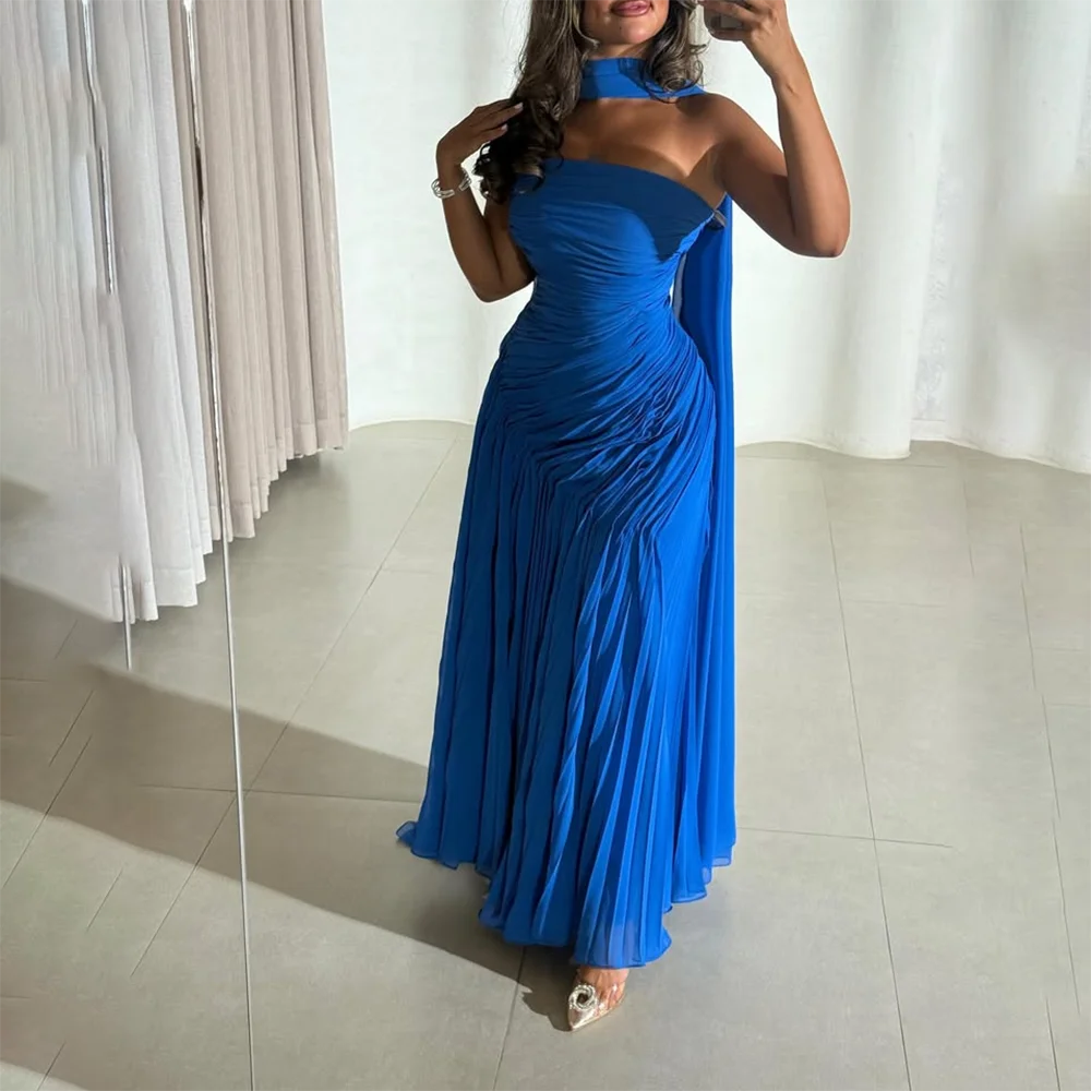 

Elegant Evening Dress Strapless A Line Chiffon Wedding Guest Gowns for Women 2025 with Scarf Formal Party Dress Customized