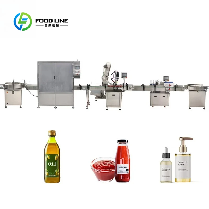 Food Grade Customized Filling Machine Production Line Bottle Glass Jar, Juice Water Oil Cosmetic Filling Capping Labeling