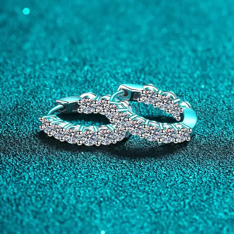 Classic 925 Silver Excellent Cut Total 1.8 Ct Pass Diamond Test D Color Moissanite Wedding Stud Earrings for Women Fine Jewelry