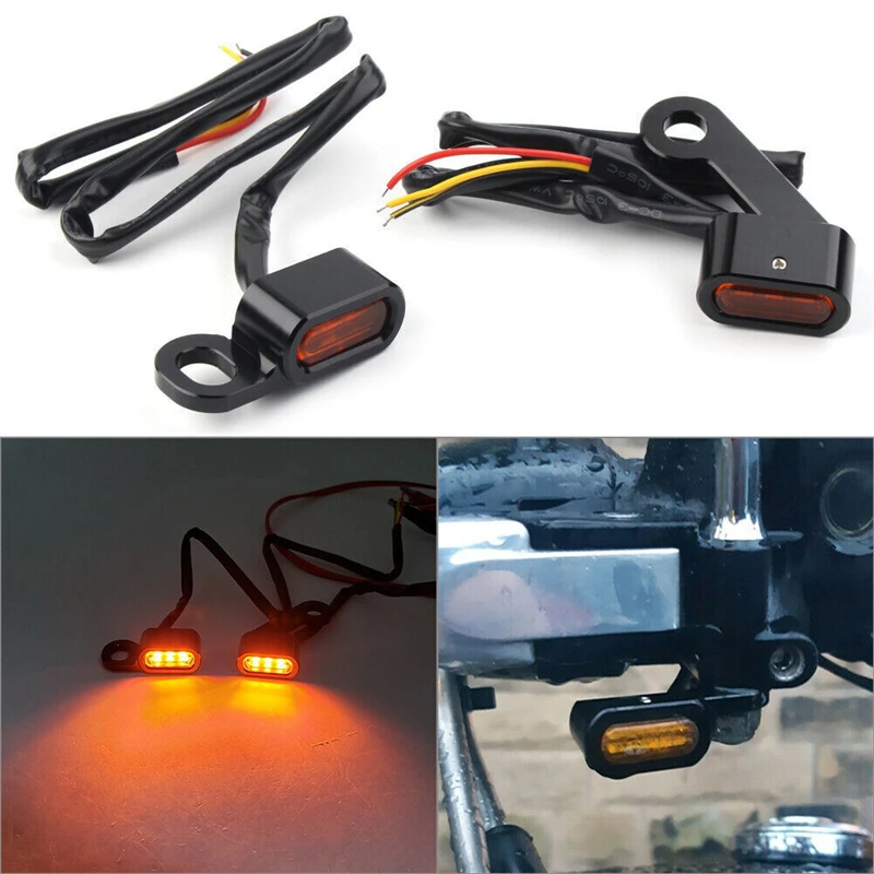 Motorcycle Mini LED Turn Signals Indicators Running Blinker Amber Light With E Mark Handle Grip Lamp For Harley Softail Touring