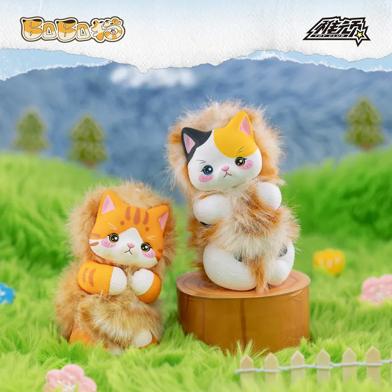 

new BOBO Cat mini Plush Keychain Blind Box Original Anime Cartoon Pendant Collectible Surprise birthday Kids Gifts
