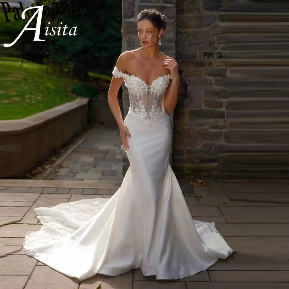 A-line Plus Size V-Neck Wedding Dresses Customized Long Sleeve Bridal Gown Sweep Train Applique Bride Dress Robe de Mariee