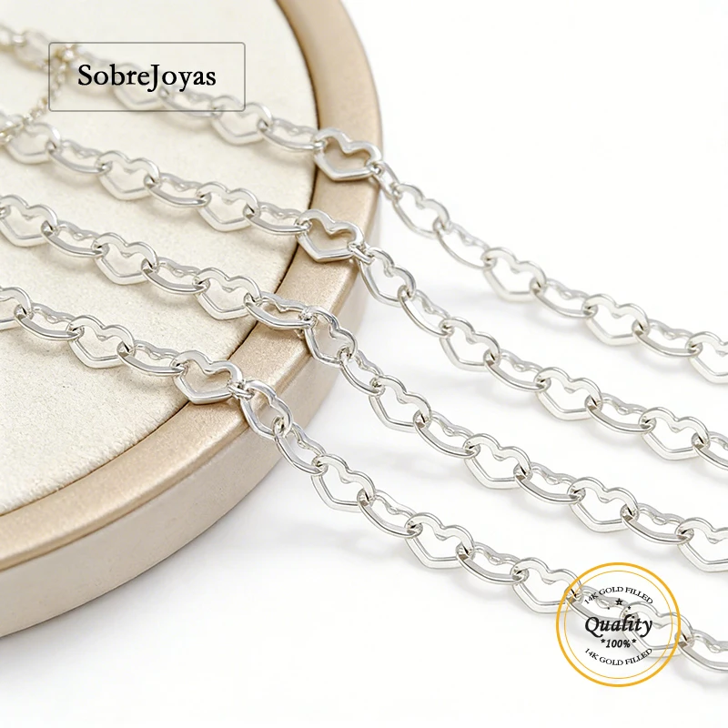 

Цепочка с сердечками из стерлингового серебра 925 пробы, 2,8 мм, минималистичная серебряная цепочка для самостоятельного изготовления украшений, необработанная цепочка для создания украшений