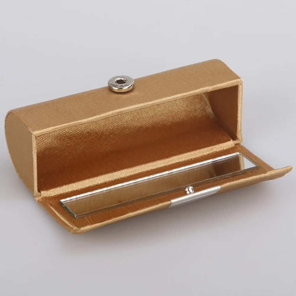 

Makeup Storage Organizer Solid Color Mini Mirror Box Portable Jewelry Case Silk Silk Lipstick Holder For Night Out Dressing