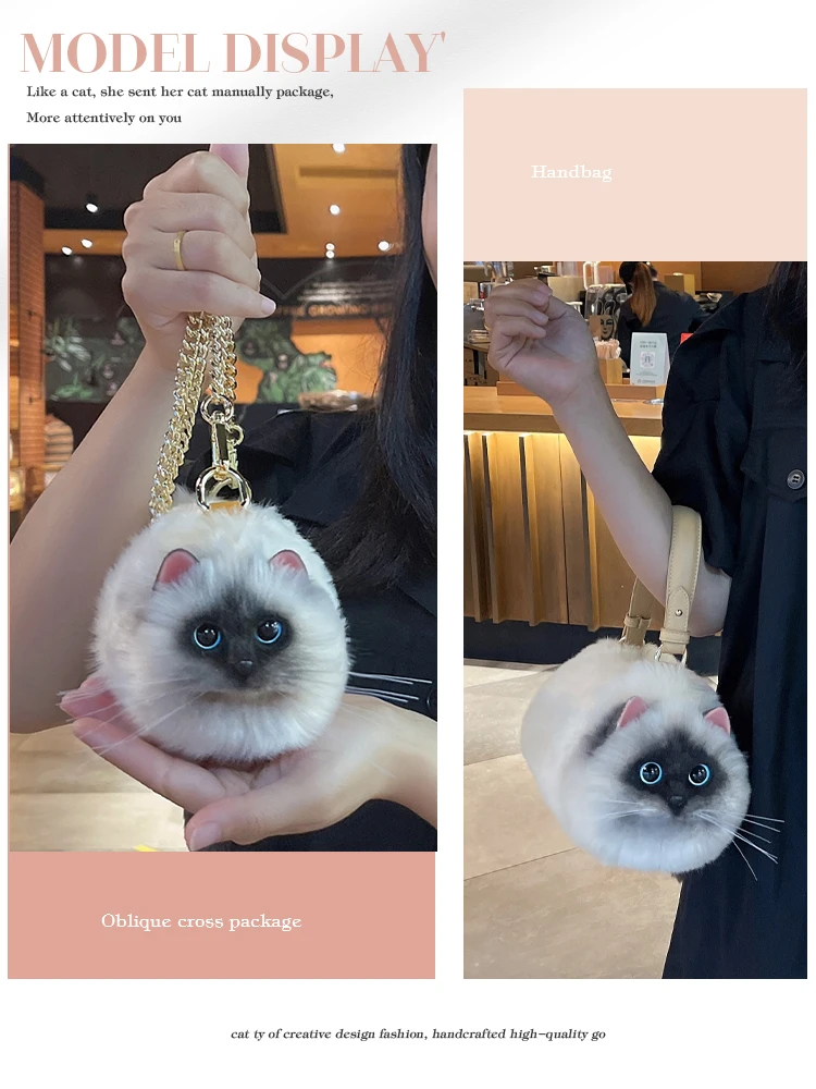 New Niche Pop Unique Design Small Bag Cross-Body Mobile Phone Bag Female Style Small Bag Ladies, Cat Siamese Satchel, Handbag