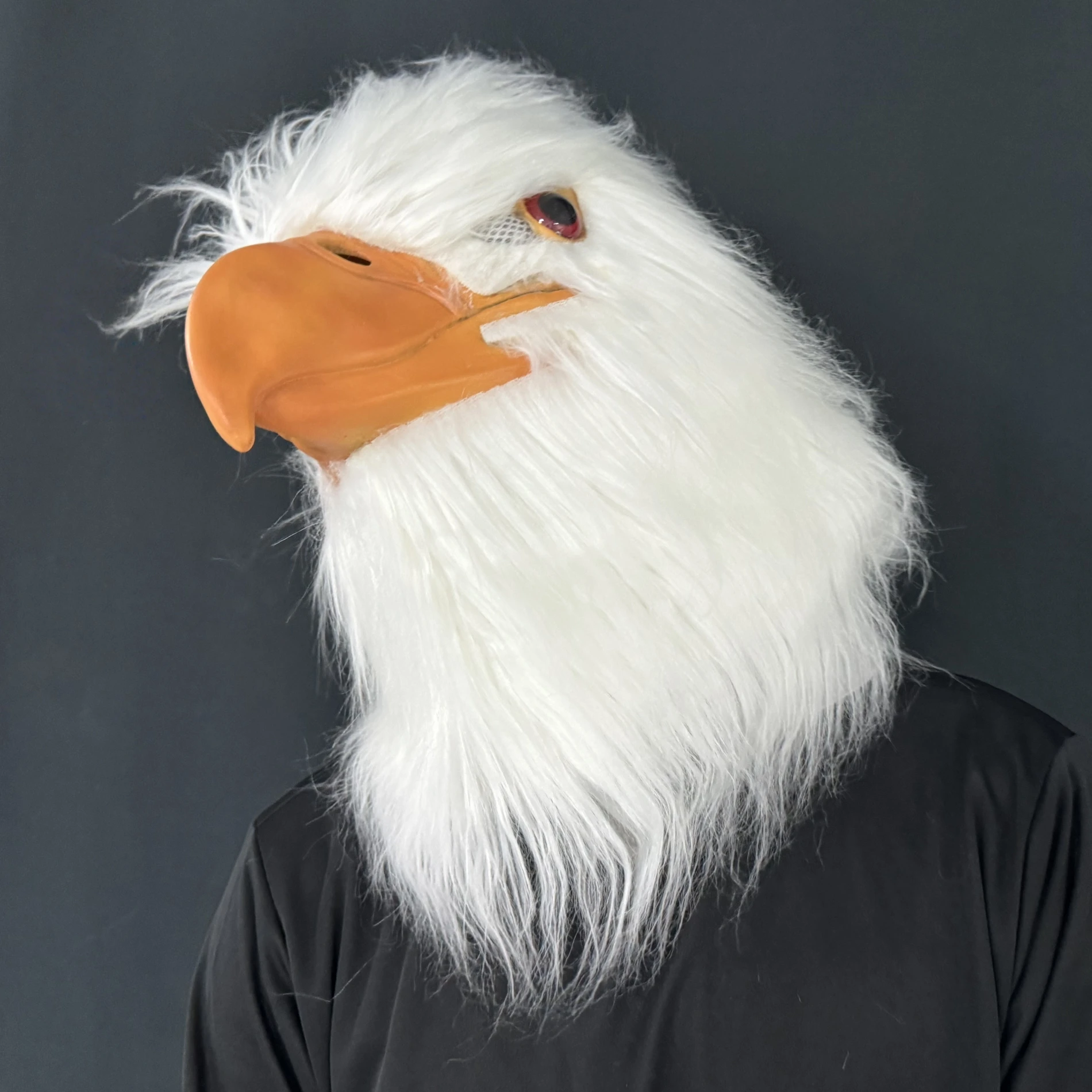 Weiße Adler-Latexmaske – realistische Vogelkopf-Kostümfedern für Erwachsene, Halloween, Party, Cosplay, Tier-Requisite, Maskerade, Karneval – Detail 14