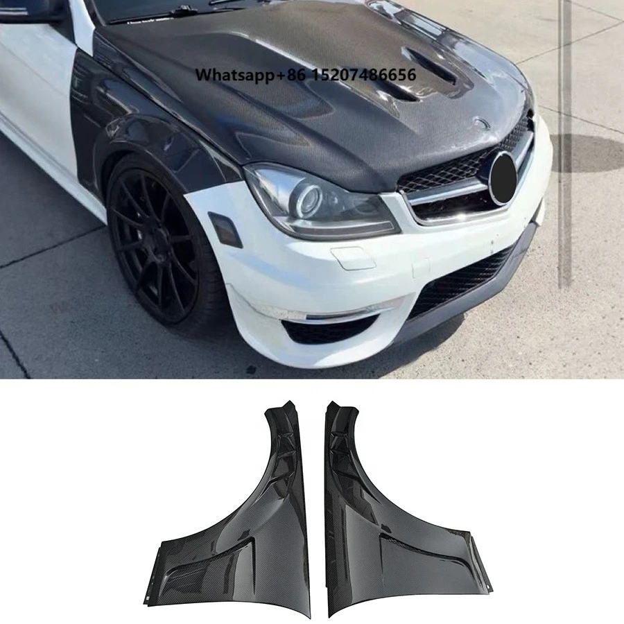 For  W204 C63 AMG 2008-2014 Carbon Fiber Car Front Bumper Side Fender Intake Air Vent Mudguard Exterior Parts