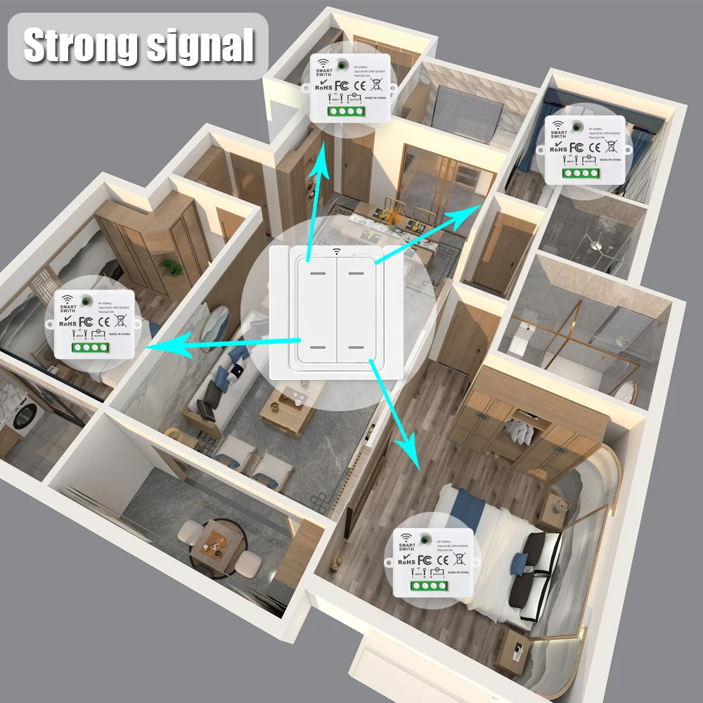 Wireless Smart Switch Light 433MHz 1/2/3/4Gang 86 Wall Panel Switch with Remote Control Interruptor 10A 110V 220V For LED Lamp