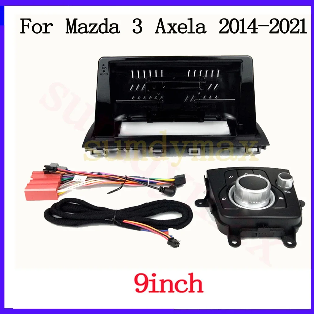 2 Din 9 Inch Car Android Radio Installation GPS Mp5 Plastic Fascia Panel Frame for Mazda 3 Alexa 2014-2018 with Mouse i-drive