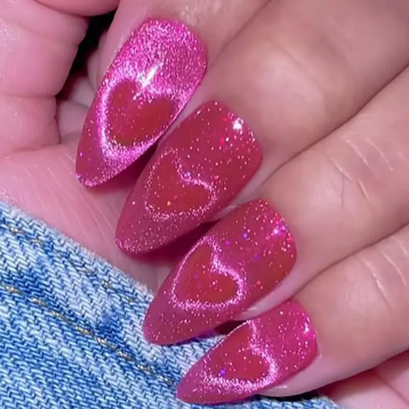 1/2/3/4 stks Y-vormige Hart Cat Eye Gel Magneet Set Liefde Hart Magneet Magnetische Nagel Stok Voor Gel Nagellak DIY Manicure Tool 69S