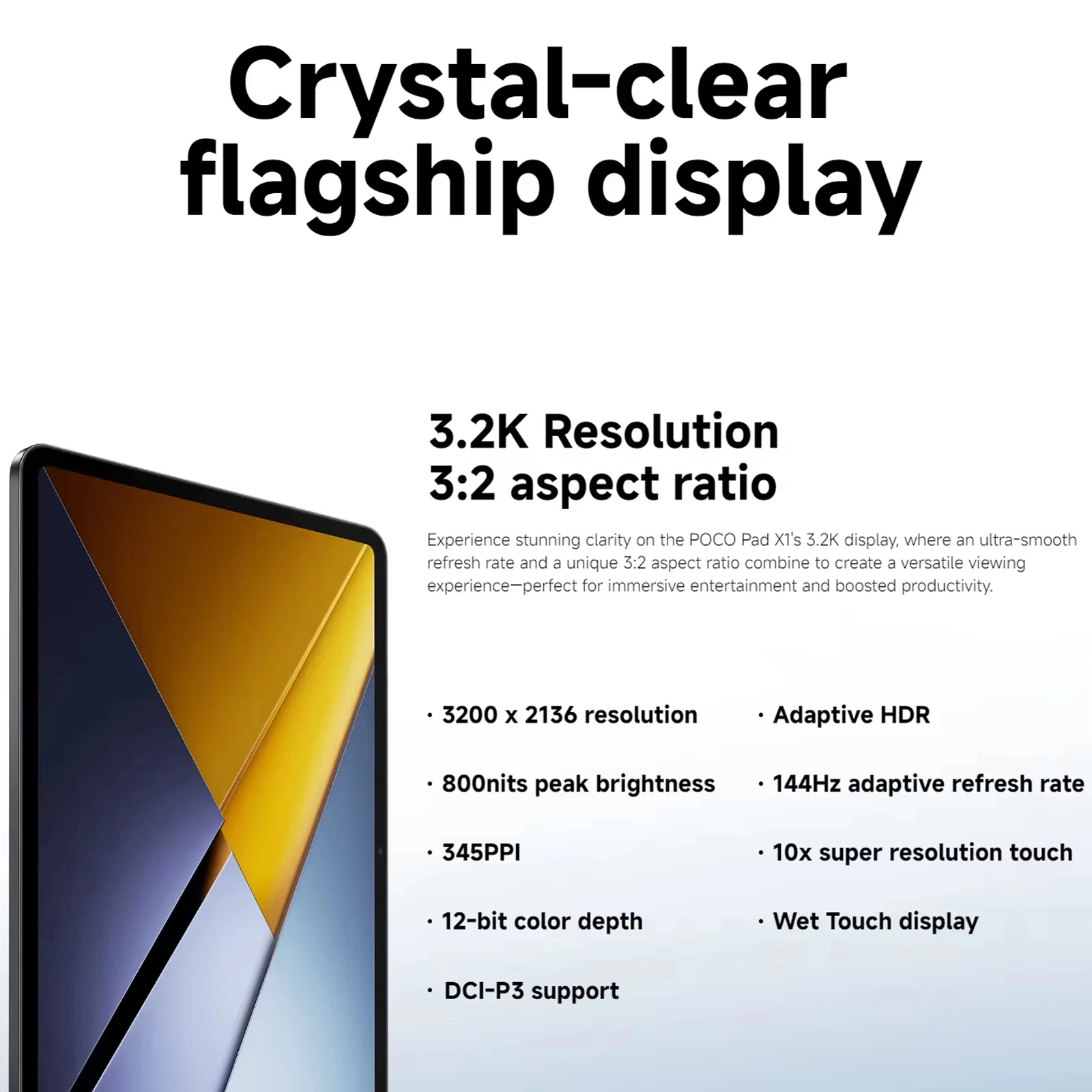 Tablet PC Poco Pad X1 de 11.2» con pantalla cristalina de 3.2K y 144Hz, procesador Snapdragon 7+ Gen 3, batería de 8850mAh y cámara de 13MP 5