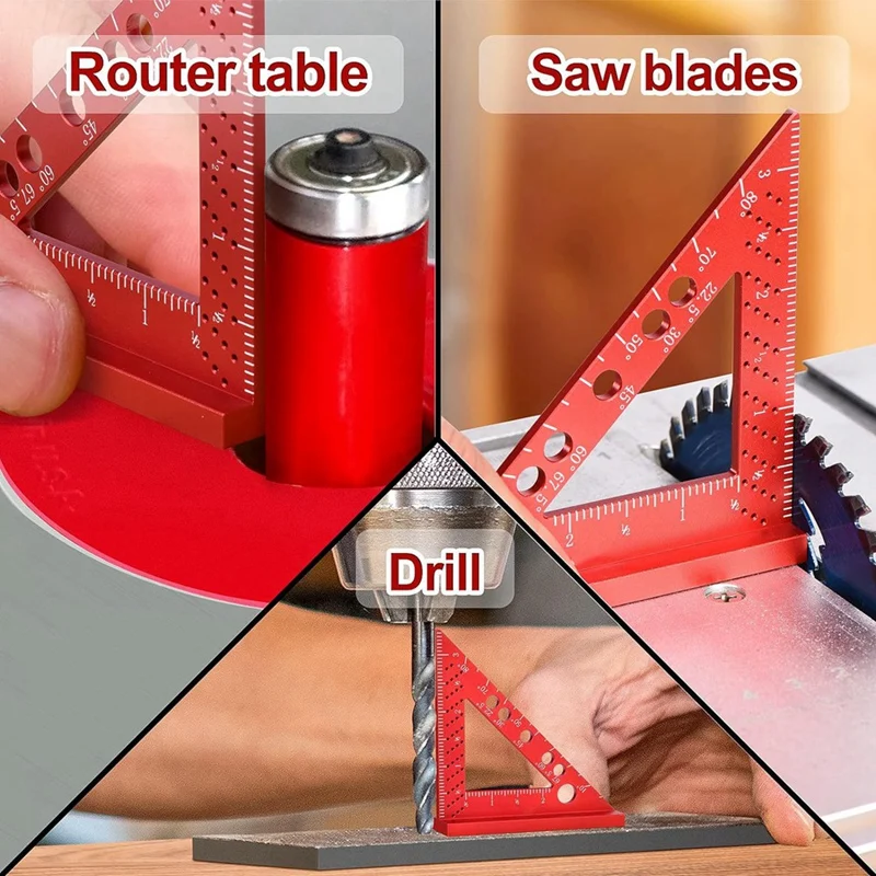 90 Degree Mini Carpenter Square with Scribe Holes, Precision Woodworking Machinist Measuring Tool