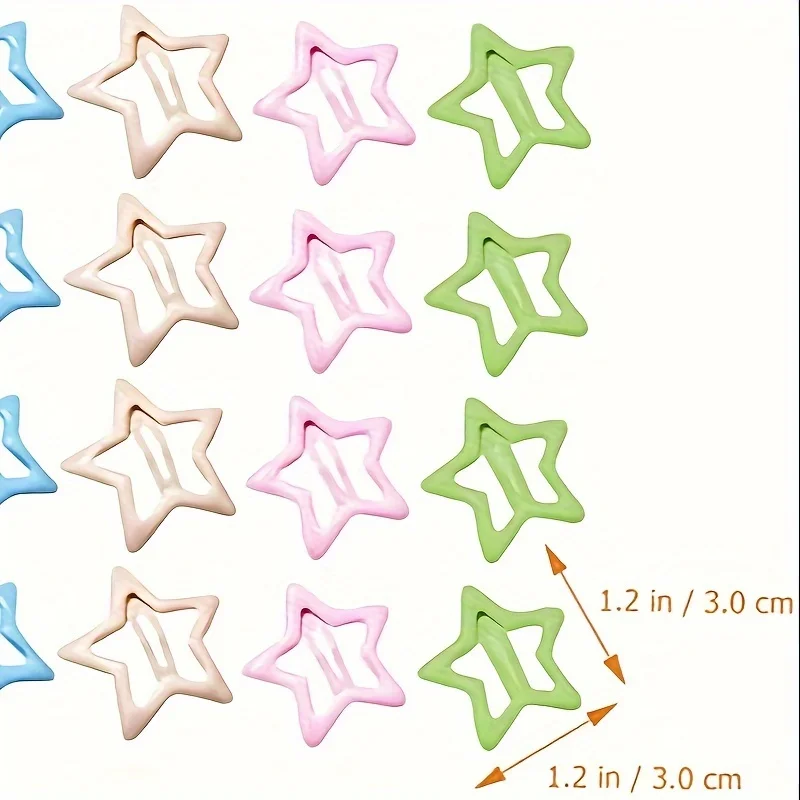 20-teiliges Set bunter sternförmiger Haarspangen, bunte hohle Pentagramm-Haarspangen, niedliche Haaraccessoires im Bohemian-Stil – Detail 5