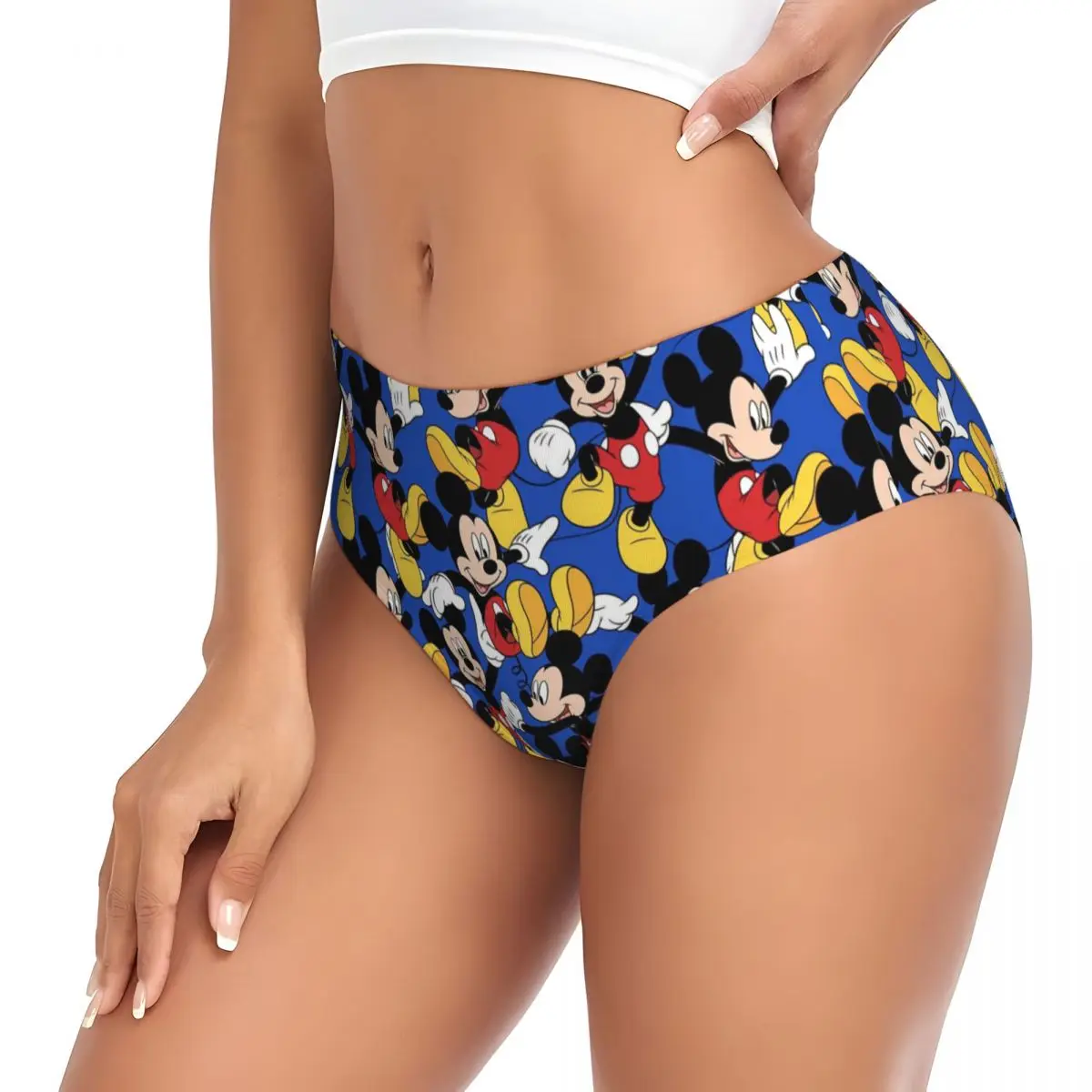 Custom Mickey Mouse Brief Panties Womens Breathable Stretch Underwear