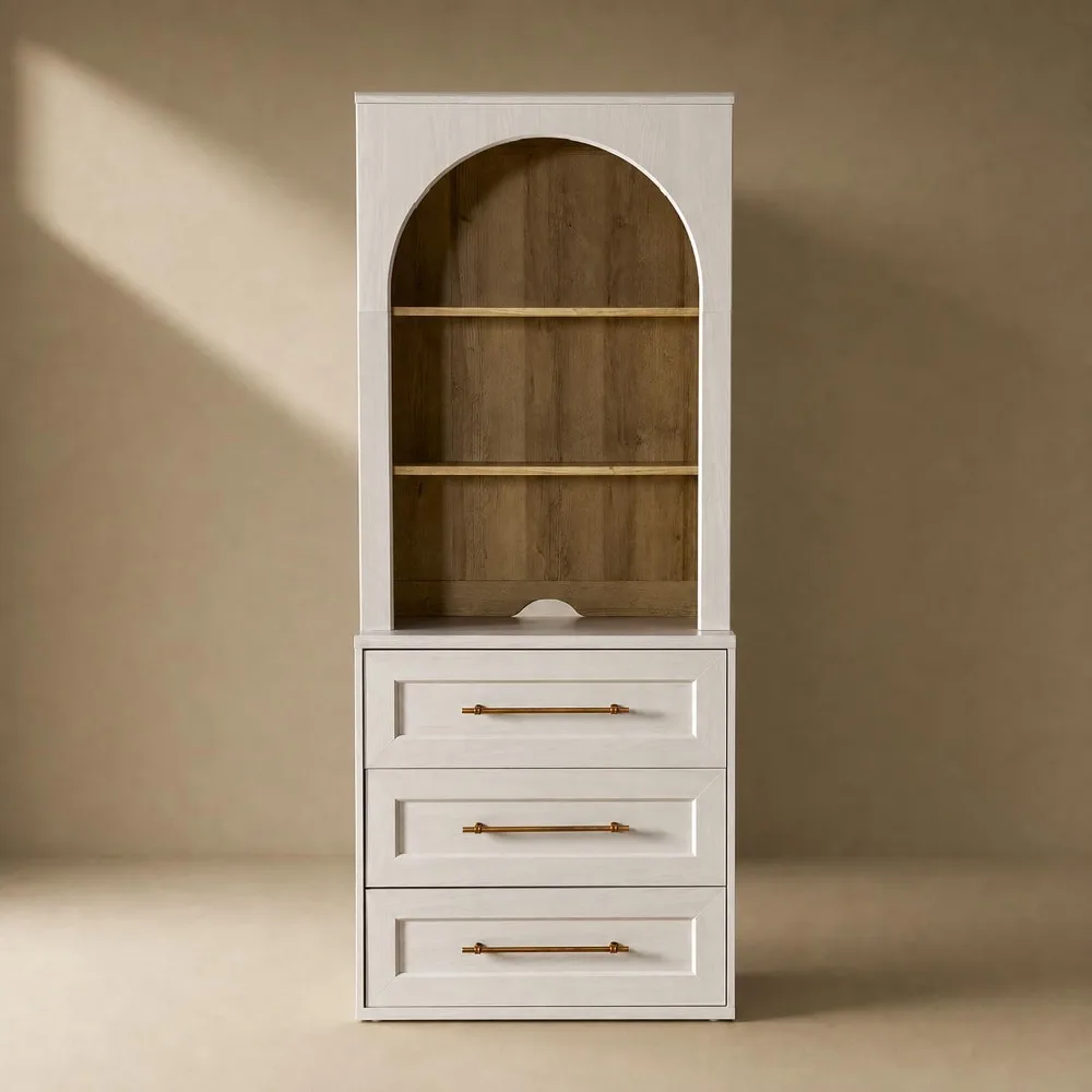 Storage Cabinet with Hutch, Sideboard Buffet Cabinet with Storage, Kitchen Pantry Organizer, Coffee Bar Station, Trophy Display