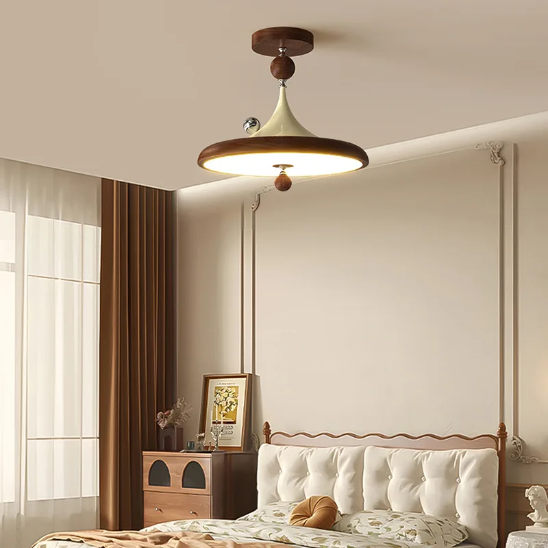 

Китайская Ретро Люстра Ваби-Саби Стиль Ореховый Цвет Шар Летающая Блюдце Лампы Ретро Спальня Гостиная Обеденный Стол Люстра