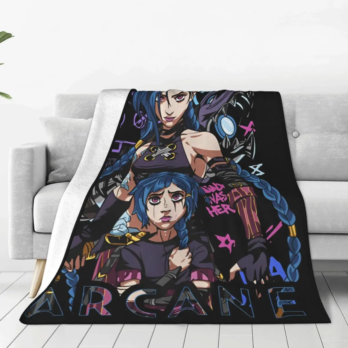 Arcane League Jinx Blanket Flannel Textile Decor Comfortable Super Soft Throw Blankets for Home Bedroom Rug Piece