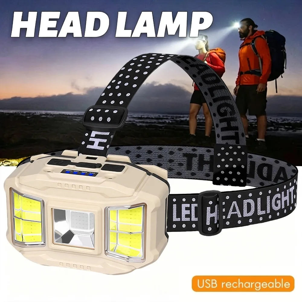 Induction LED Headlamp- Rechargeable 5 Mode LED,Waterproof Head Light for Camping/Fishing/Emergency (Motion Sensor & Red Light)